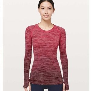 Lululemon Swiftly Tech Long Sleeve Ombre Gradient Reds Rare Sz 8